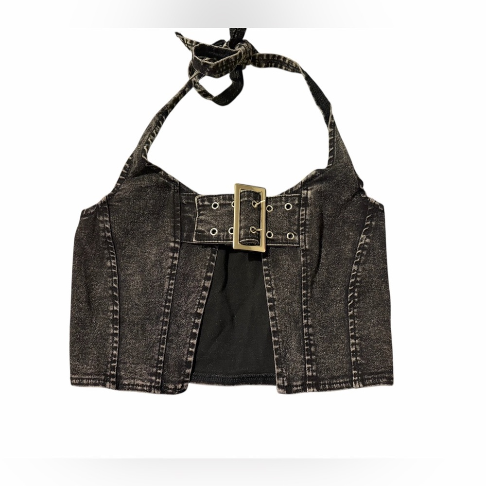 Stylish Black Denim Skirt and Top